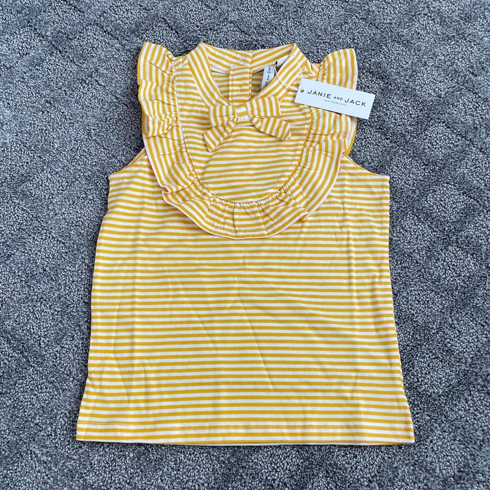 NWT Janie and Jack Mustard Yellow Striped Blouse